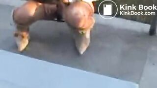 Cutie Camryn Pees and Poops on a Park Bench