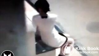 Woman Shitting At Bus Stop