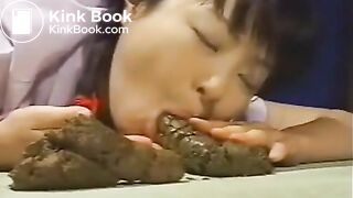asian woman sucks on a shit