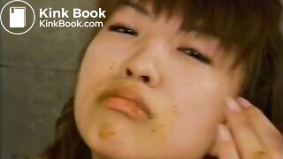 cute japanese girl eating with pleasure