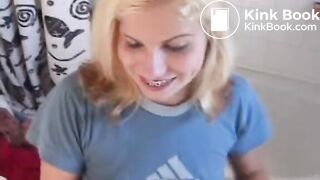 Hot Blonde Dumps Shit On Toilet
