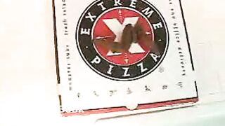 Shitting on a pizza box