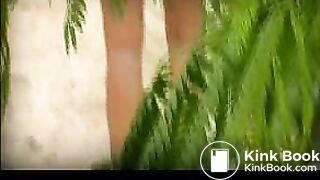 Green dress at beach