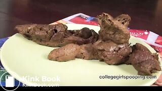 College Hottie Pooping On Plate