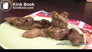 College Hottie Pooping On Plate
