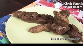College Hottie Pooping On Plate