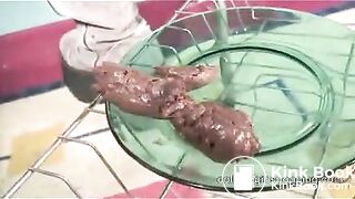 Hot college girl Cassandra pooping on the plate - Scat Video Collection