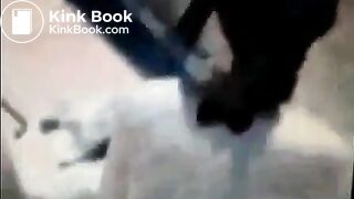 Disgusting bitch takes a shit on a bus stop bench