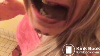 Blonde MILF eat her shit
