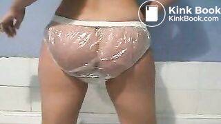 ___ARESTRA___scat - girl shit in panties - cute blonde into a transparent pants- panty poop 4