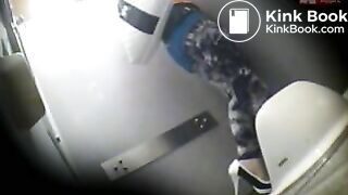 Self enema on public toilet