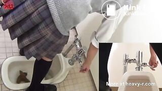 Young Japanese girl taking huge turd