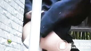 Girl taking a dump in public