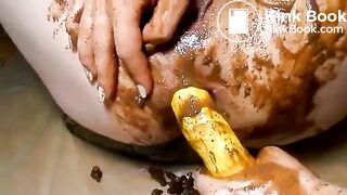 Sexy lesbian scat fisting & orgasm