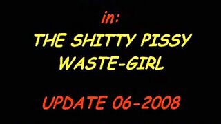 Crazy babe shitting in public waste container