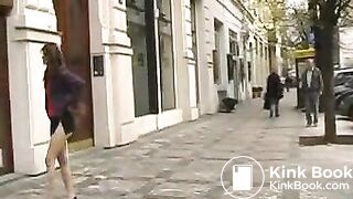 girl pooping in the pants in the street 8