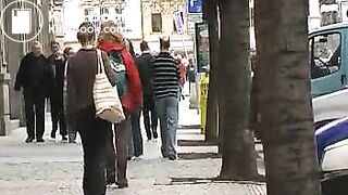 girl pooping in the pants in the street 8