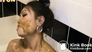 Asian slut HoneyBee sucking nasty cock