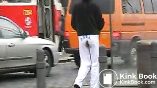 girl pooping in the pants in the street 5
