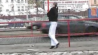 girl pooping in the pants in the street 5