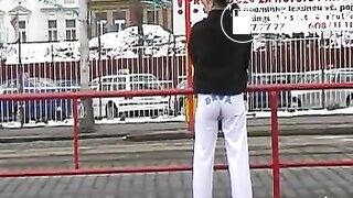 girl pooping in the pants in the street 5