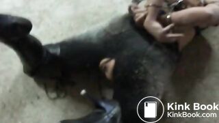 Tied Sub Rolling Down Her Own Feces