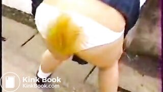 Asian shits her panties