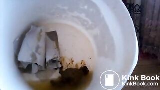 Hot Babe Pissing And Shitting In A Bucket