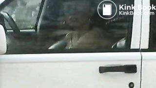 Brunette poops outdoor