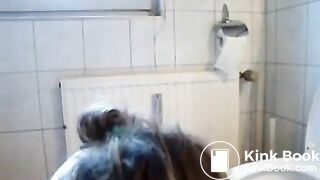 Fat german bitch playing with shit