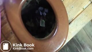 Woman scat in toilet with a beautiful view from the window