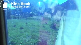 Woman scat in toilet with a beautiful view from the window