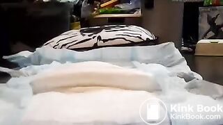 An enema is given and it defecates on a diaper