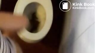 Pretty blonde teen pooping on hidden toilet cam