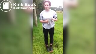 Girl lands face first in shit