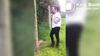 Girl lands face first in shit