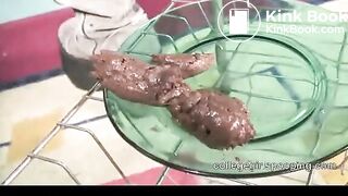 Teen shitting on the plate