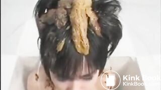 Japanese girls poop on their friends head