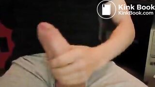 Stroking fat cock until it explodes