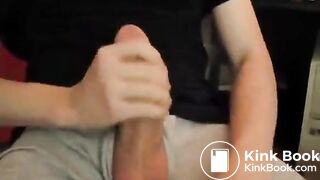 Stroking fat cock until it explodes