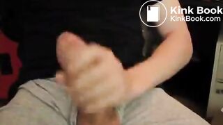 Stroking fat cock until it explodes