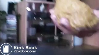 Perfect butt babe shit on her hand