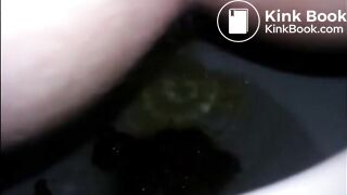 Girl shitting diarrhea in the toilet closeup