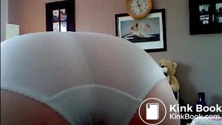 Fat older woman shitting on white panty