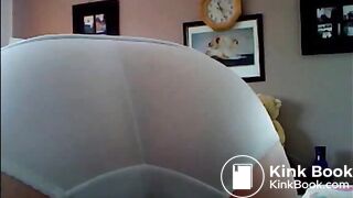 Fat older woman shitting on white panty