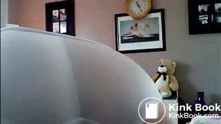 Fat older woman shitting on white panty