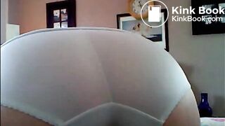 Fat older woman shitting on white panty