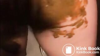 Dirty girl smear shit all over her body
