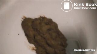 Fast shit in the toilet closeup