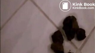 Milf is shitting closeup on the floor